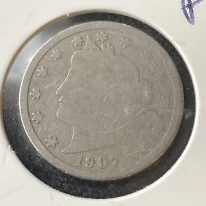 1907 P Philadelphia Mint Liberty Head "V" níquel - Imagen 1 de 6