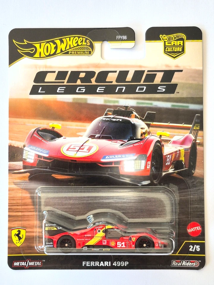 MINIATURE HOT WHEELS PREMIUM REAL RIDERS CIRCUIT LEGENDS  1/64 FERRARI 499P - Photo 1/1