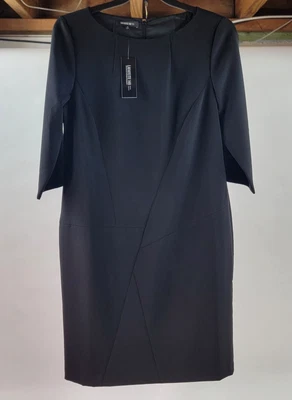 Lafayette 148 New York Shift Dress Size 12 Black 3/4 Sleeve Back Zip Lined NWT - Image 1 of 4