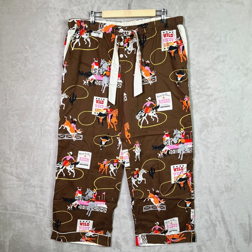 Pantalones de pijama Nick and Nora Difíciles de encontrar 100 % algodón Wild West Show Rodeo Lounge XXL Foto 1 de 4