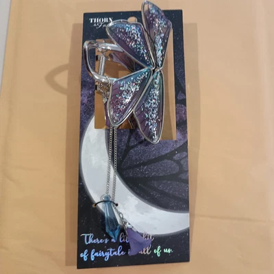 Jeweled Purple / Blue  Hair Claw Clip with Dangles 4"  - Image 1 of 2