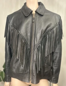 EE. UU. Bikers Dream Apparel Cuero Motocicleta Chaqueta Flecos Aislante 3M Pesado L - Imagen 1 de 15