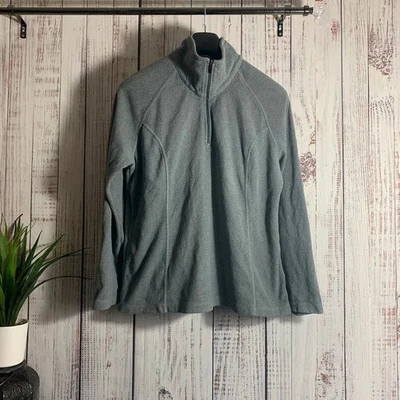 Lands’ End Womens Grey Quarter Zip Pullover Fleece Size 14/XL - Image 1 of 4
