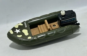 Vintage Tomy Mighty Motor Boats Army Raft 5” Long W Wind Up Motor Army Green - Picture 1 of 10