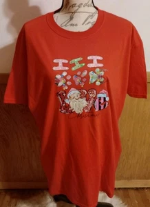 Cute Women's Christmas Handmade Red T-Shirt Sz XL "I Love Christmas" Graphics - Picture 1 of 6