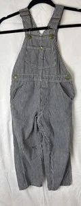Vintage Worn OshKosh B'gosh Kids Vestbak Railroad Stripe Denim Overalls Size 7/8 - Picture 1 of 12