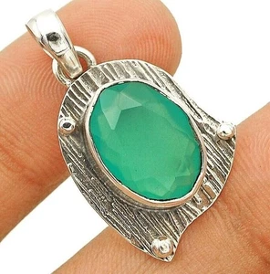 Natural Aquamarine Chalcedony 925 Solid Sterling Silver Pendant Jewelry @B14-4 - Picture 1 of 1