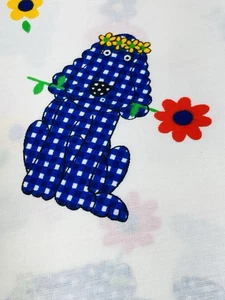 Blue Gingham Dog Red Flower on White Red Bone Polka Dot Cotton Fabric 3Y*Read - Picture 1 of 5