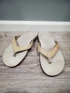 Vionic Tide Beige Slip On Rhinestone Orthopedic Wedge Flip Flop Sandal Womens 9 - Picture 1 of 12
