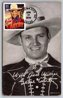 #4449 Cowboys of the Silver Screen Gene Autry FDC Maxi tarjeta en tarjeta de exhibición Foto 1 de 2