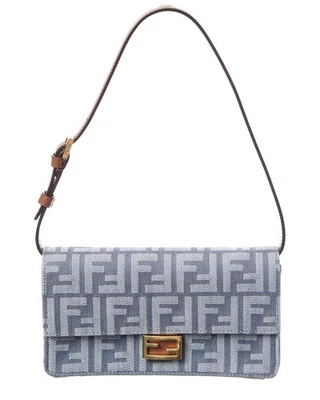 Cartera Fendi Baguette Ff Denim y Cuero con Cadena Para Mujer Os Foto 1 de 4