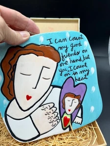 Placa de cerámica Sandra Magsamen Silvestri nueva con etiquetas cuenta con mis buenos amigos caja REGALO - Imagen 1 de 9