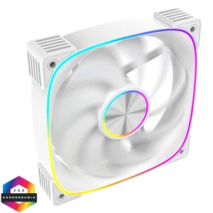 CiT Solar 120mm 12cm White PC Cooling Fan ARGB 4-Pin PWM LED 1800RPM 55CFM - Picture 1 of 15