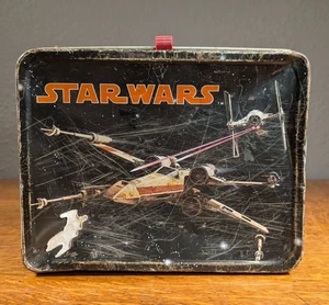 Lunchbox Thermos Vintage 1977 Star Wars "Una Nuova Speranza" Metallo Star Wars Lunchbox - Foto 1 di 18