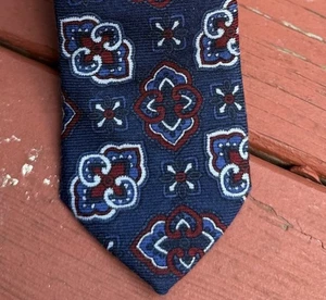 Cremieux Men's Necktie Textured 100% Wool Tie Navy Slim Italy Handmade - Picture 1 of 7