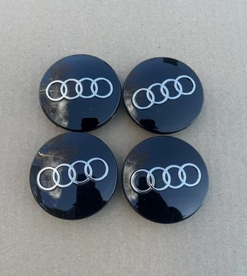 Juego (4 piezas) Tapacubos Centrales Llanta Cromo Negro Audi 68MM Repuesto 4B0601170A Foto 1 de 4