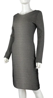 Vestido de malha elástica Akris preto branco lã US$ 1,2K 6 EUA 42 IT 36 D M Runway autêntico - Imagem 1 de 4