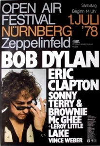 BOB DYLAN - 1978 - Live In Concert - Eric Clapton - Lake - Poster - Nürnberg - Picture 1 of 1