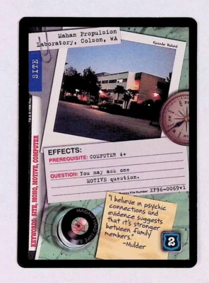 Mahan Propulsion Laboratory Colson, WA 1996 X-Files TCG CCG Site Card Common - Image 1 of 2