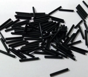 Vintage Opaque Jet Black Czech Glass Bugle Beads 20mm Long - Picture 1 of 4