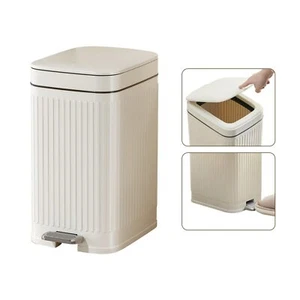 Bathroom Trash Can with Lid White Small Trash Can Bedroom Plastic Room Trash ... - Picture 1 of 7