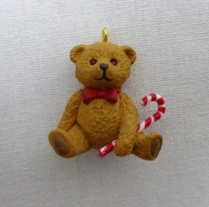 Hallmark Keepsake Ornament Miniature Christmas Teddy Bear Candy Cane 1996 - Picture 1 of 5