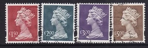 GB 1993 definitive SGY1800-Y1803 High values to £5 fine used set of 4 stamps - Picture 1 of 2