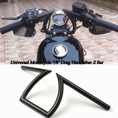 Motorcycle 7/8" Drag Handlebar Z Bar For Harley Chopper Bobber Custom Universal - Image 1 of 4