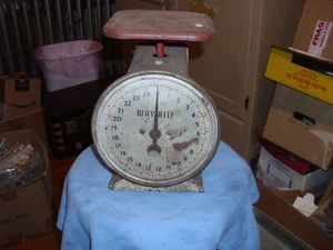 Vintage Way Rite 25lb Farmhouse Kitchen Decor Metal Antique Scale Rustic Charm! - Picture 1 of 9