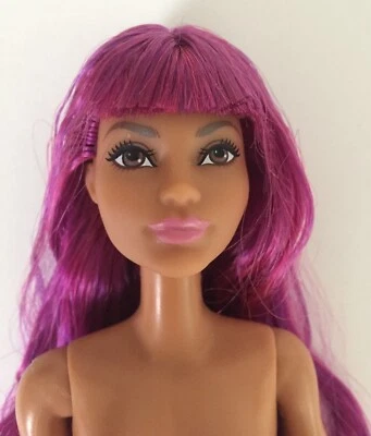 Кукла Barbie Fashionistas афроамериканка Mbili Grace лицо фиолетовый волосы голая - Изображение 1 из 4