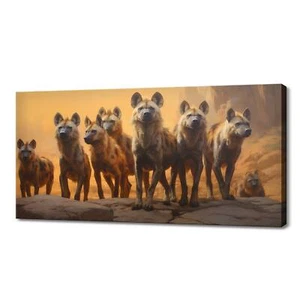 Adorable Hyenas Family Canvas Print Art | Gift For Hyenas Lover | Wall Hanging - Picture 1 of 10