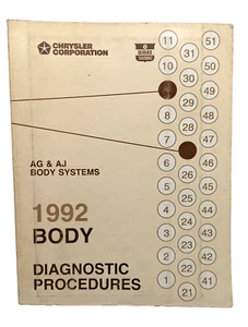 1992 Chrysler AG & AJ Body Systems Factory Body Diagnostic Procedures OEM - Foto 1 di 10