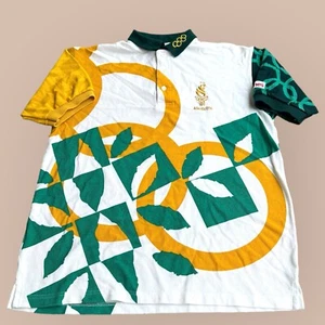 Vintage 1996 Atlanta Olympics Polo Shirt Size M Yellow Hanes Cotton Made in USA - Bild 1 von 9