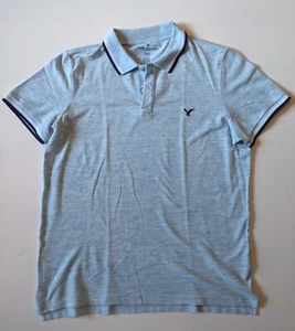 American Eagle Polo Shirt Mens Flex Short Sleeve Collared- Light Blue - Large - Picture 1 of 4