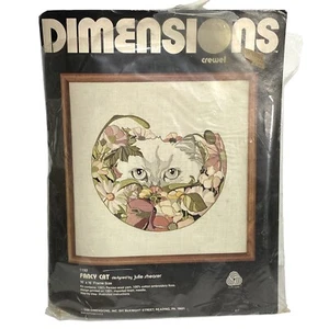 Abmessungen Crewel Kit 1192 schicke Katze von Julie Shearer 16x16 persische Wollleinen - Bild 1 von 3