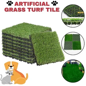 Decorative Synthetic Grass Tile Artificial Turf Lawn Mat Green Plant Flooring - Picture 1 of 13