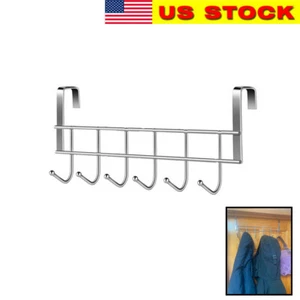 Over The Door Hook, Organizer Rack, Hanging for Coats, Hats, Towels, 6 Hook - Picture 1 of 3