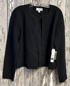 NWT Women's ELLE L Crop Cardigan Sweater Jacket Open Front Black Dressy - Picture 1 of 4