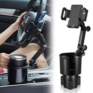 Cup Holder Phone Mount 2 In 1 Cup Holder Expander For Car Long Arm With 360rotat - Picture 1 of 6