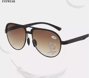 Progressive Multifokus Herren metallgetönte Lesebrille Pilot Outdoor Sonnenbrille - Bild 1 von 24
