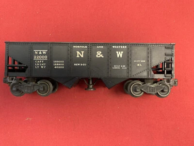 LIONEL #3456 NORFOLK & WESTERN OPERATING TWO BAY OPEN HOPPER 027 0 GAUGE N&W #2 - Image 1 of 4