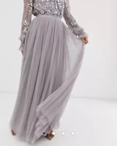needle and thread dotted tulle maxi skirt in grey size 12uk and 8uk available - Picture 1 of 4