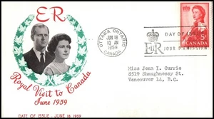 Canada FDC - 1959 - Royal Visit Scott # 386, Unknown Cachet - Bild 1 von 1