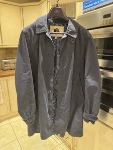 Pretty Green Coat Mens Small Navy Blue Langley Mac Trench Long Paisley Lined - Picture 1 of 4