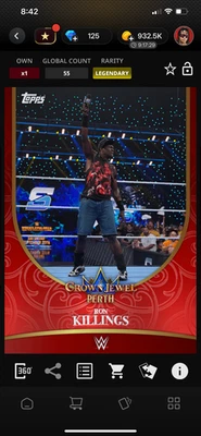 DIGITAL Topps WWE Slam Crown Jewel 25 Ron Killings Red - Image 1 of 2