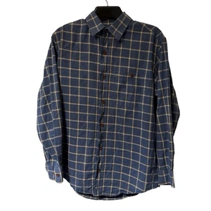 Orvis Shirt Mens Medium Blue Checked Long Sleeve 100% Cotton Button Up Farmer - Picture 1 of 13