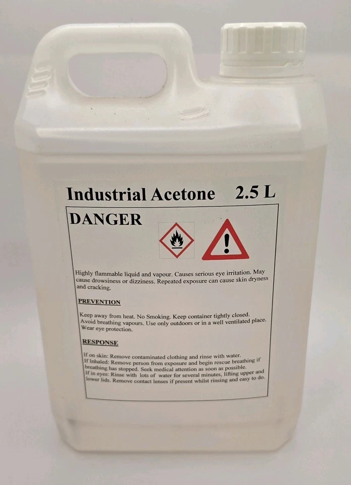CUSTOM CHEMICAL SUPPLIES Industrial Acetone Liquid Chemical, Pure Nail Varnish Remover, 2.5 Litre bottle.