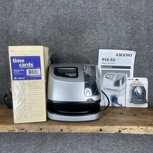 Amano PIX-55 Atomic Time Clock, 500 time cards, 2 Keys, full ink, ribbon, Tested - Picture 1 of 16