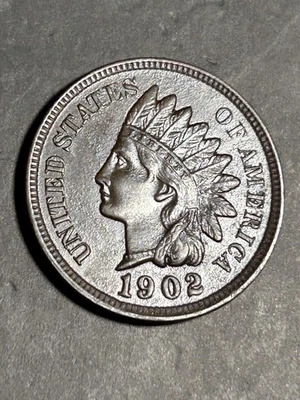 1902 Indian Head Cent Penny Beautiful Strike, 4Diamonds,Full Necklace Brown!!#3 - Image 1 of 4