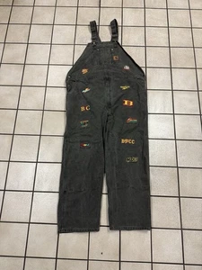 Bethune HBCU Carhartt Green Work Bib Overalls Mens 50x32 Duck Canvas Double Knee - Picture 1 of 10